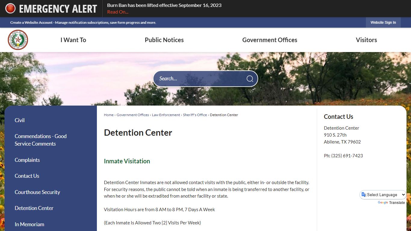 Detention Center | Taylor County, TX - Official Website